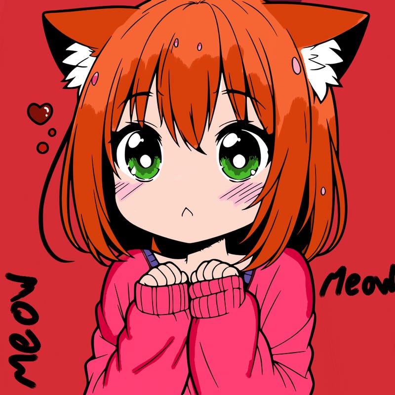 shy anime catgirl