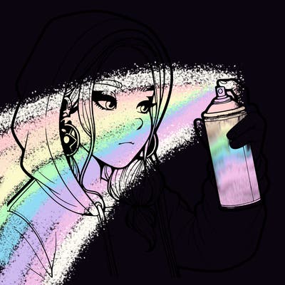 a realistic girl, spray painting