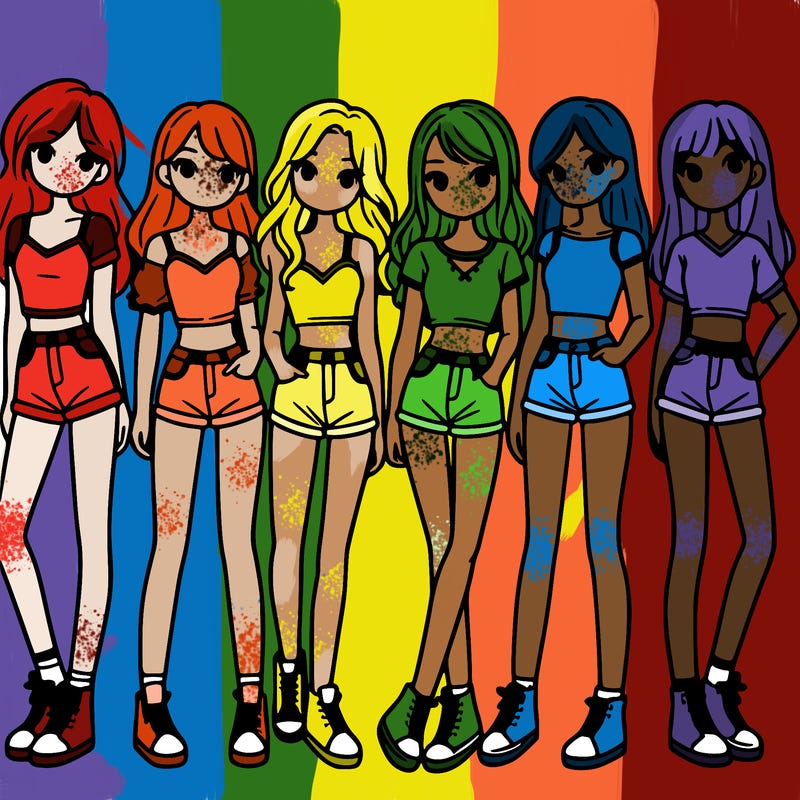 a group of girls wearing crop tops and shorts