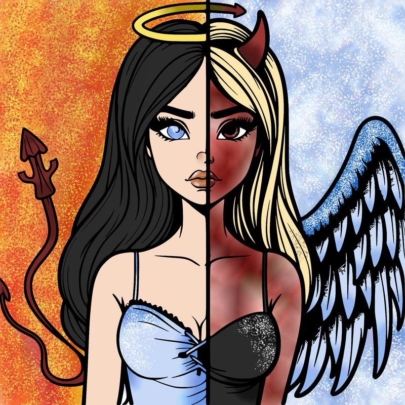 devil vs angel realistic girl