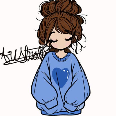 girl with baggy sweatshirt and messy bun