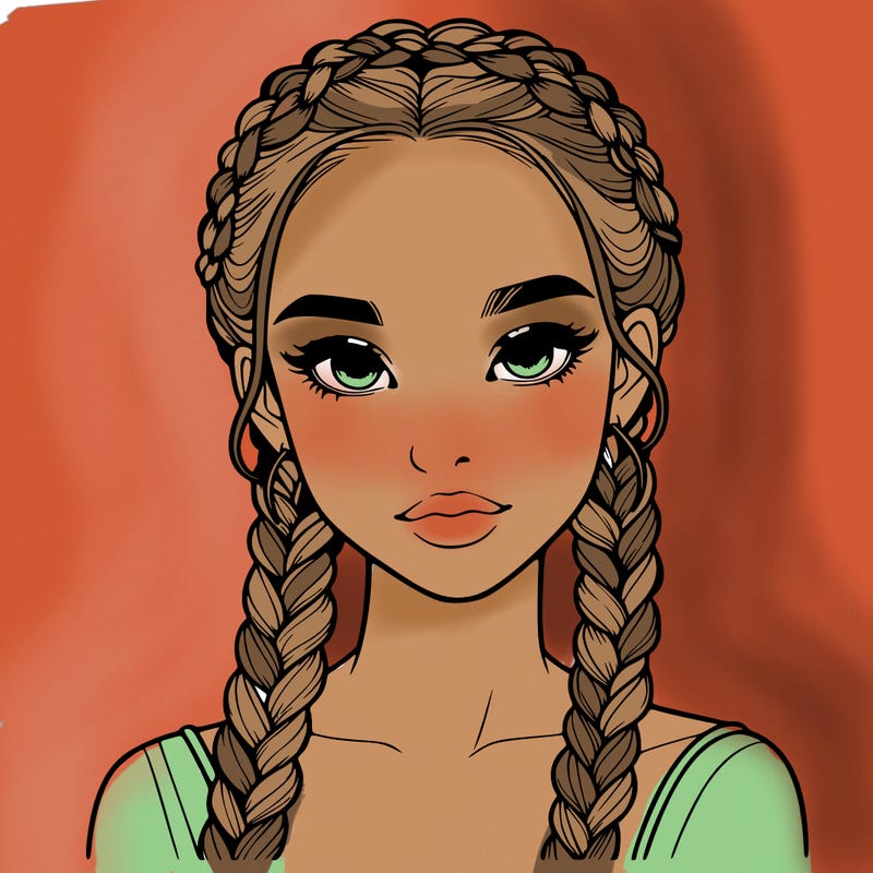 realistic girl with braids