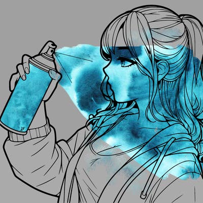 a realistic girl spray, painting
