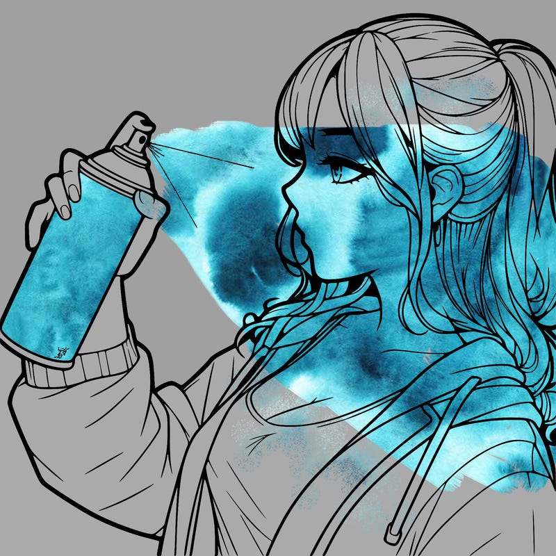 a realistic girl spray, painting