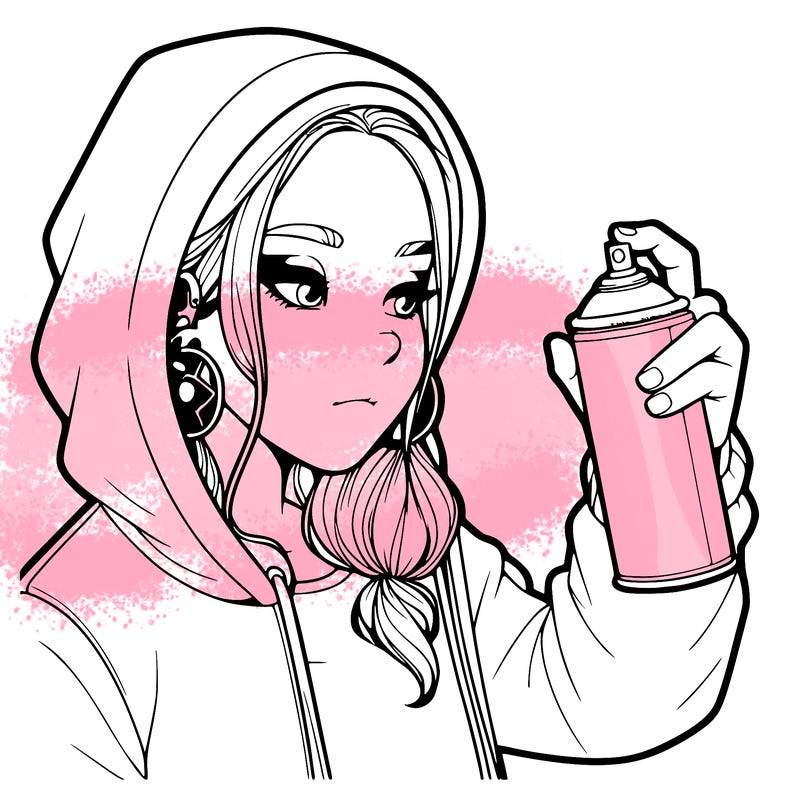 a realistic girl, spray painting