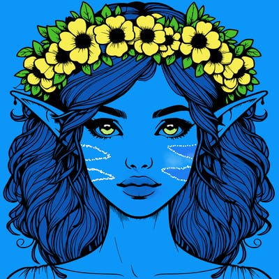 realistic female elf with flower crown
