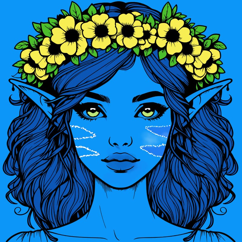 realistic female elf with flower crown