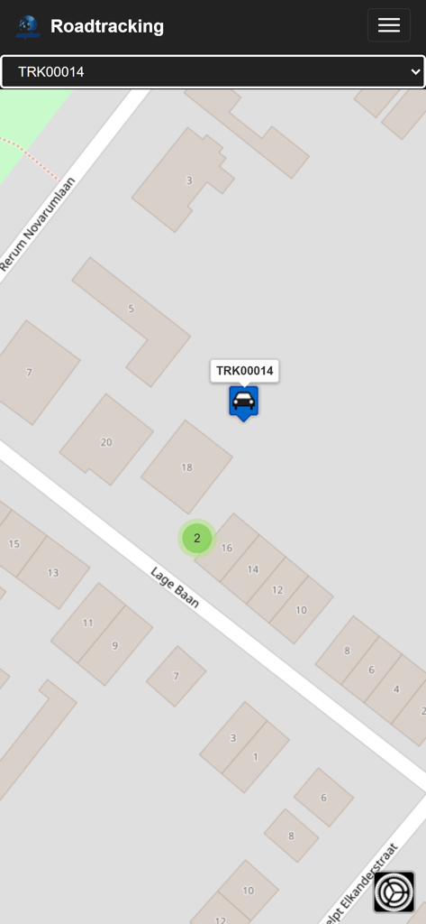 OGBS Tracking 2026 - Map view of the OGBS Tracking app showing the real-time location of a tracked vehicle