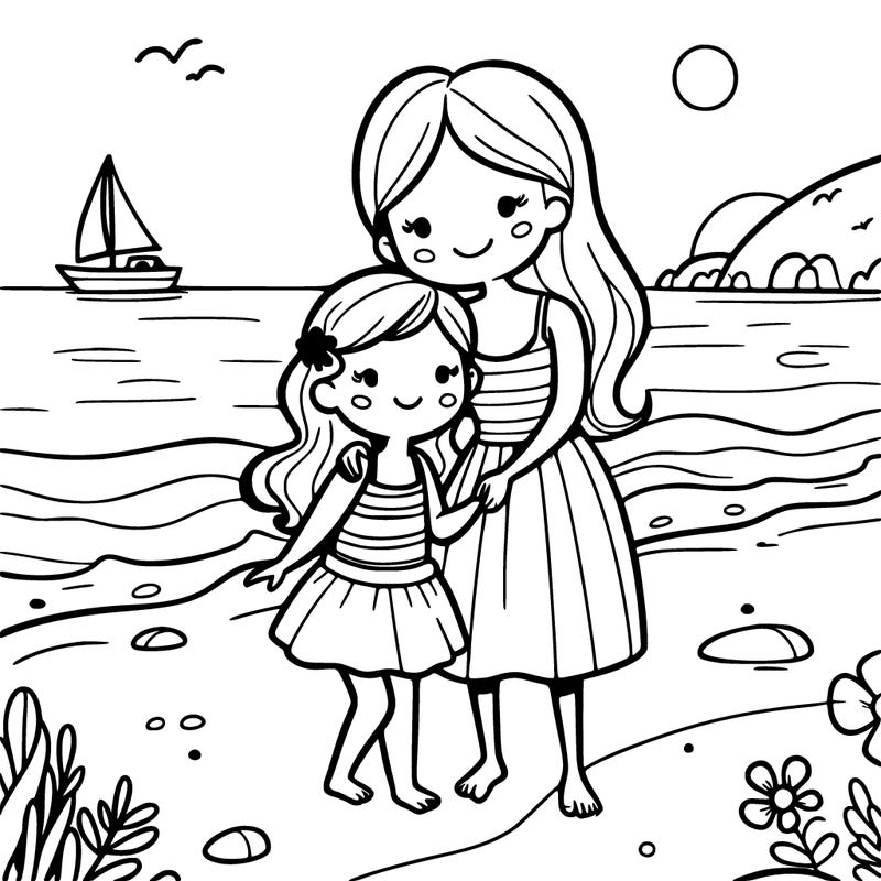 mother and daughter on the beach