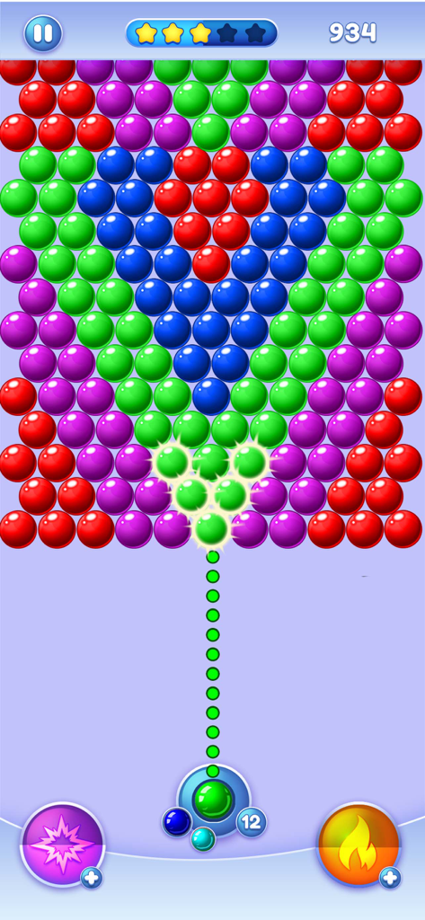 Bubble Pop - Shoot Bubbles - Capture d'écran du jeu Bubble Pop Shoot Bubbles montrant des bulles colorées et un guide de visée