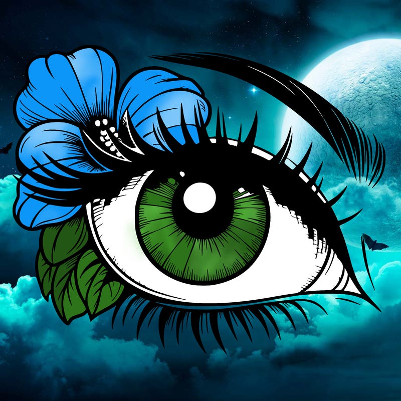 realistic eye with flower