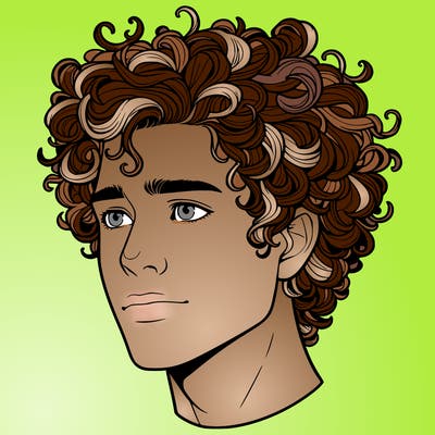 realistic guy with curly hair
