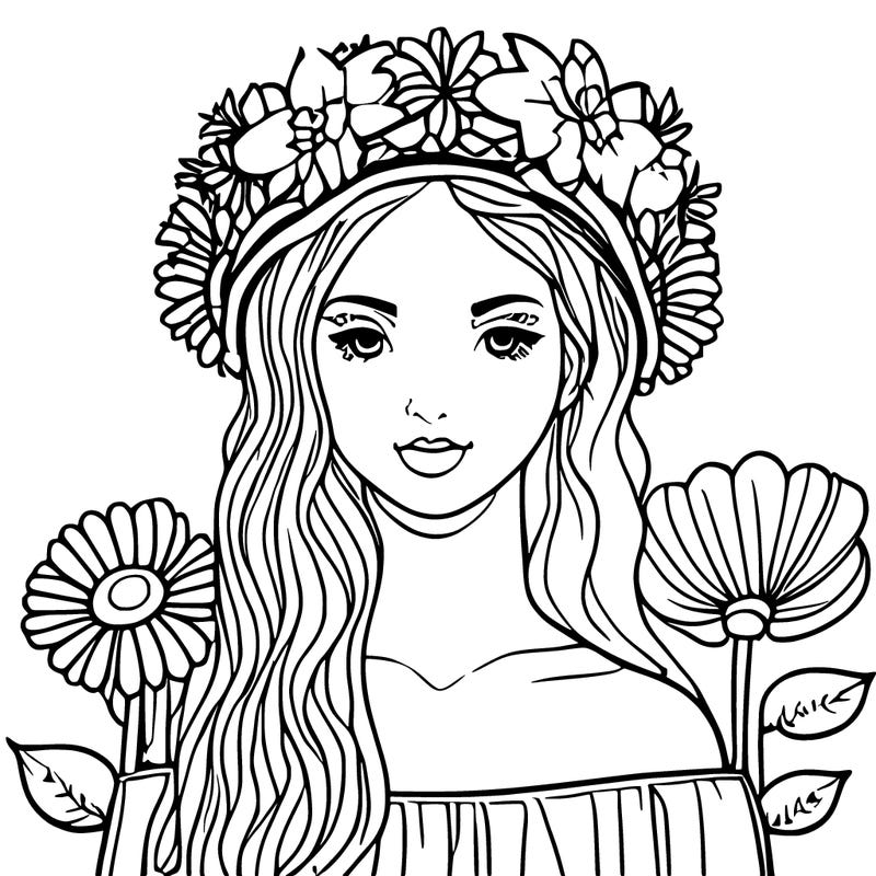 girl with flowers crown