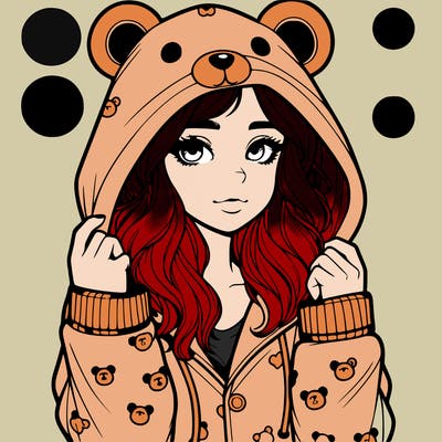 realistic girl in a animal pjs hoodie