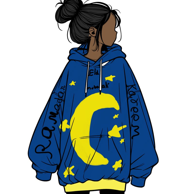 realistic girl with a oversized sweatshirt on and a bun