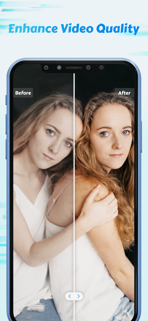 Time Cut: Smooth Slow Motion - Before and after demonstration of the AI video quality enhancement feature in the Time Cut app