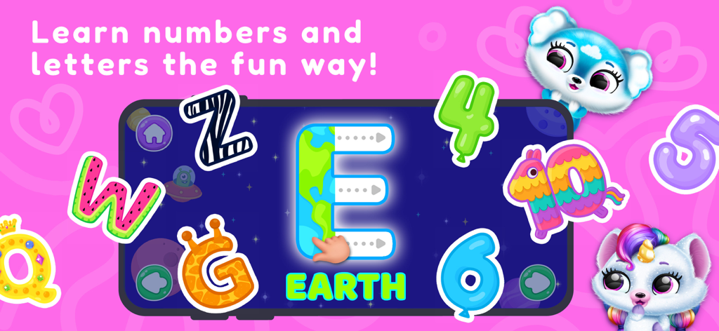 Fluvsies Academy: Learn & Play - Vorschulkinder lernen Zahlen und Buchstaben durch interaktives Nachzeichnen in der Fluvsies Academy.