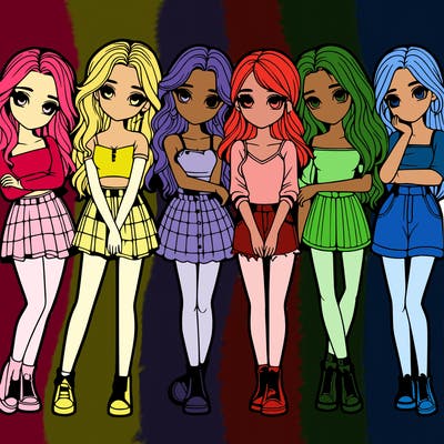 a group of girls realistic