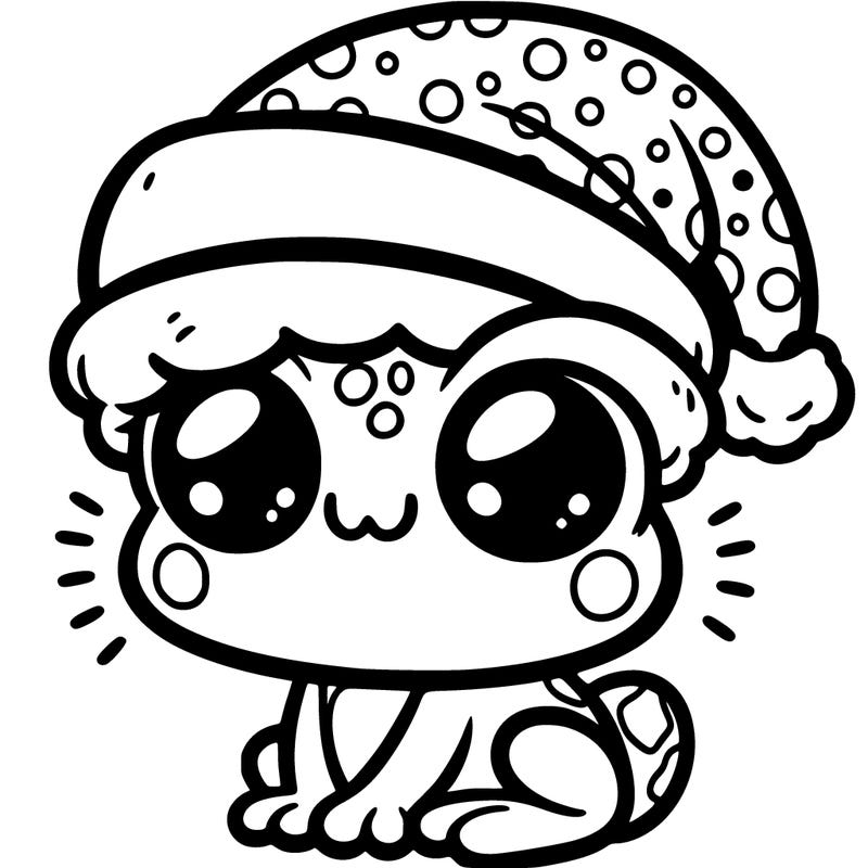a cute frog wearing a santa hat