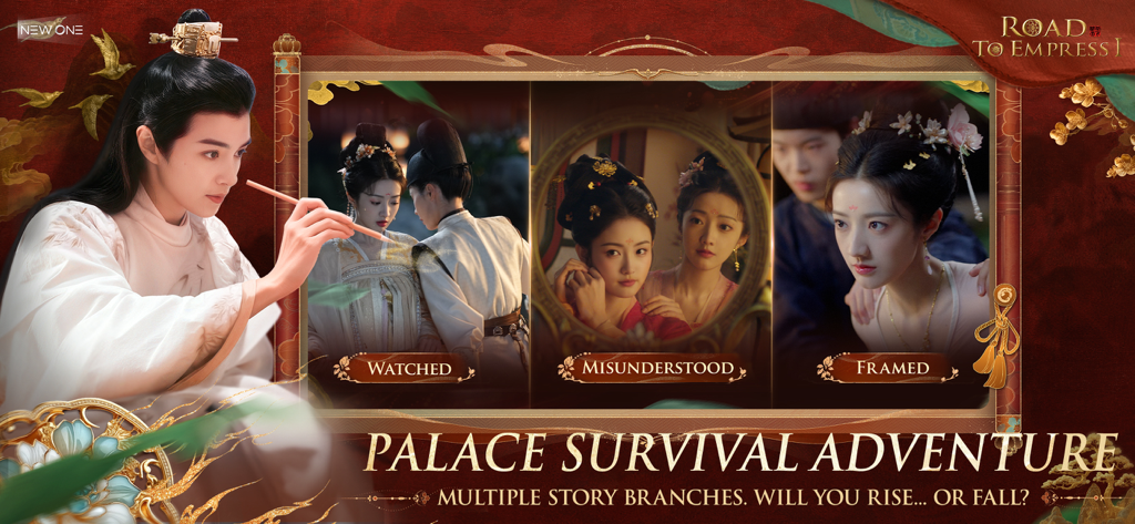Road to Empress I - Road to Empress I game screen showing multiple story branches in a palace survival adventure