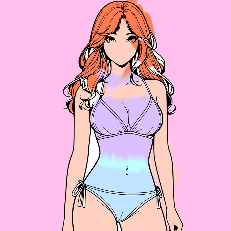realistic girl with a revealing swimsuit