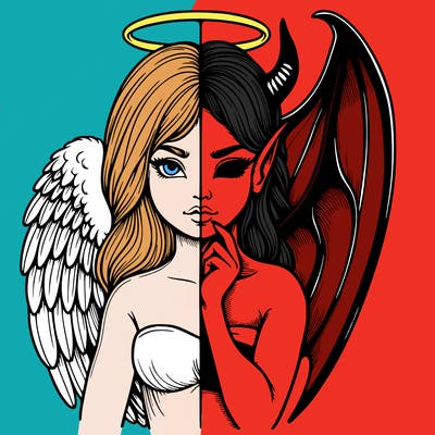 realistic angel half demon