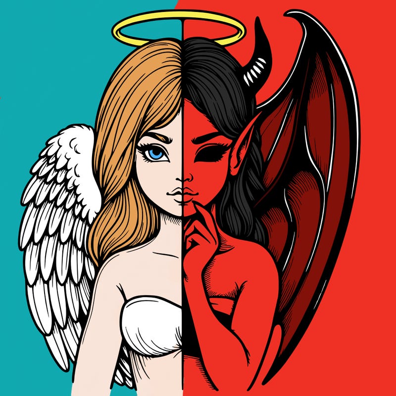 realistic angel half demon