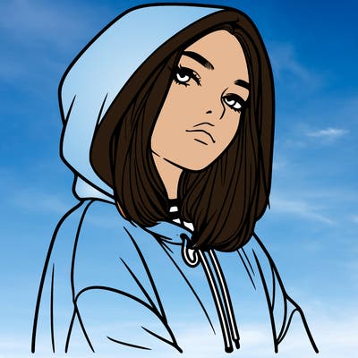 a realistic girl in a hoodie