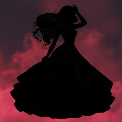 realistic woman with dress flowing in the wind