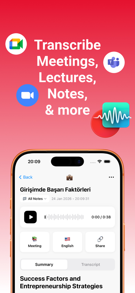Nemo: AI Note Taker - Nemo AI app interface for transcribing meetings and lectures with smart summaries.