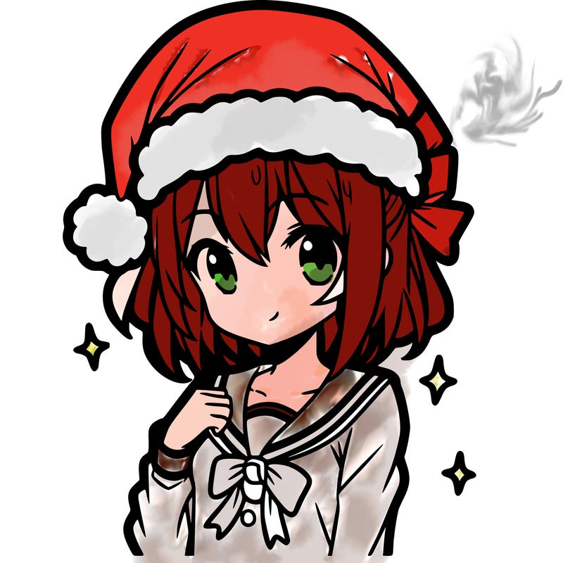anime girl wearing a santa hat