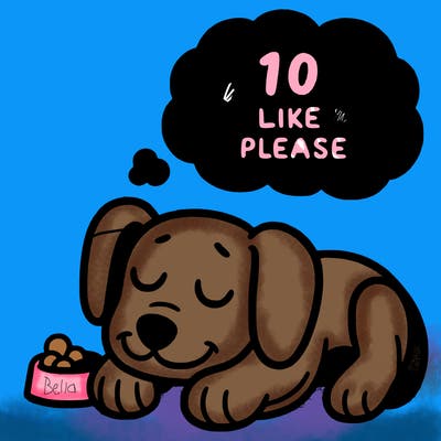 a cute dog, taking a nap dreaming of something that says 10 like please