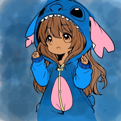 anime girl in a stitch onsie