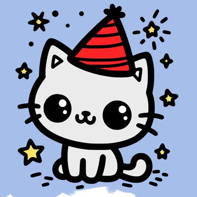 cat with party hat