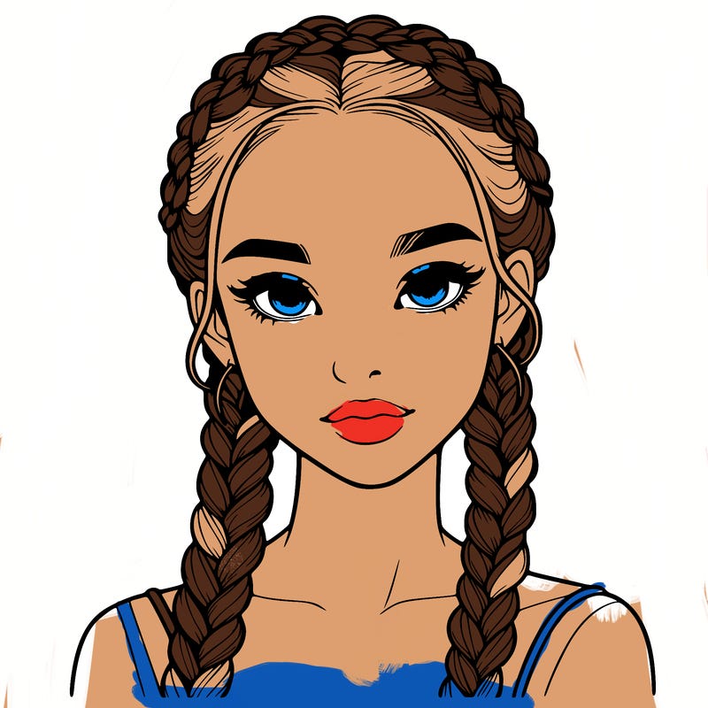 realistic girl with braids