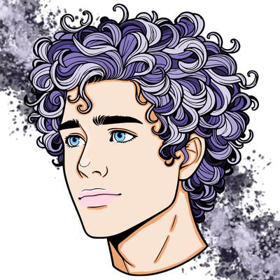 realistic guy with curly hair