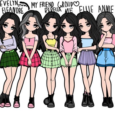 a group of girls realistic