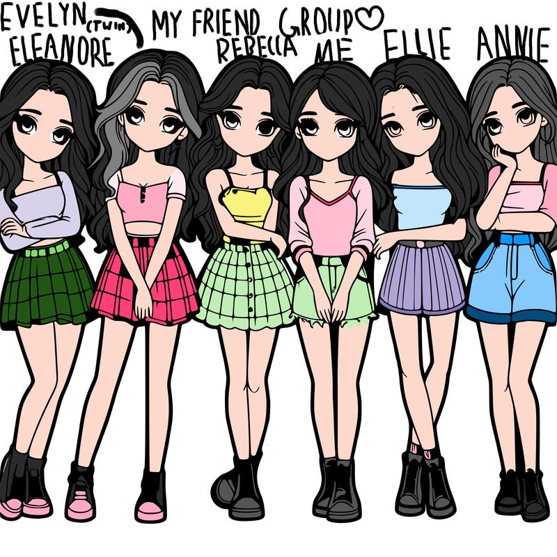 a group of girls realistic