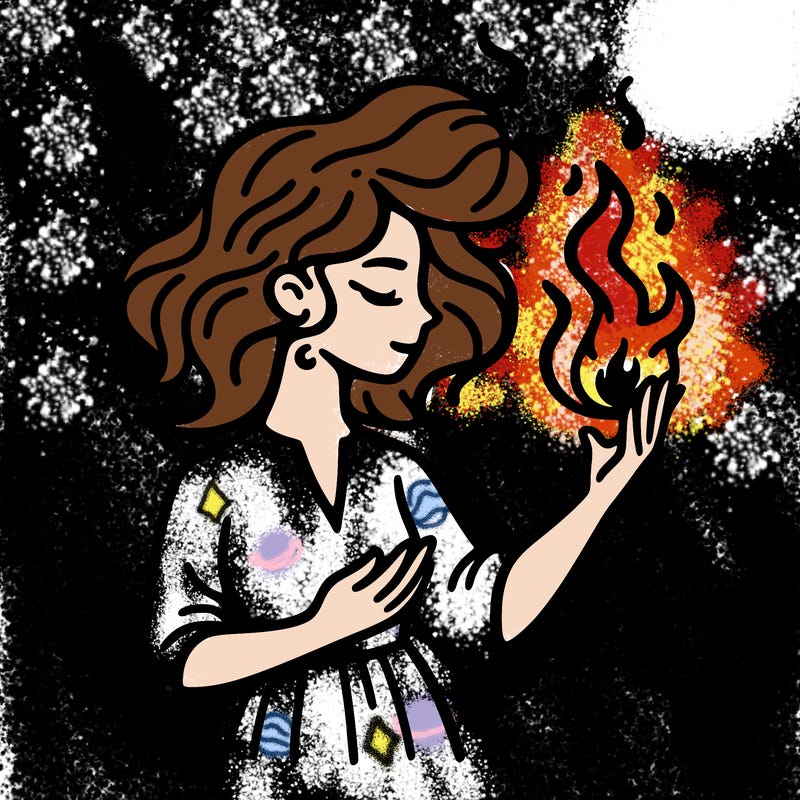 woman with fire