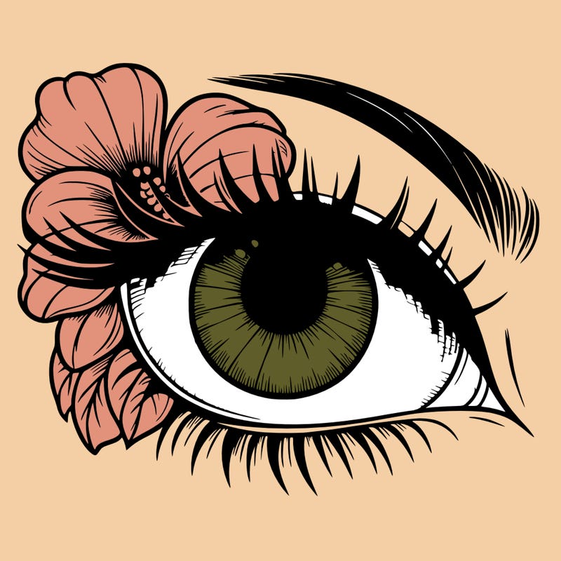 realistic eye with flower