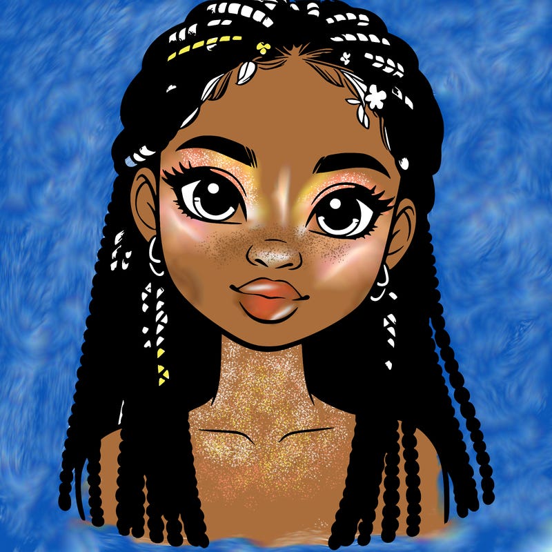 a realistic black girl with braids