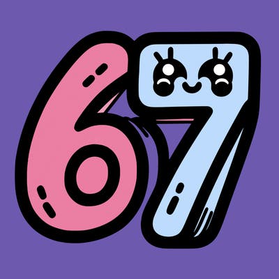the numbers 67