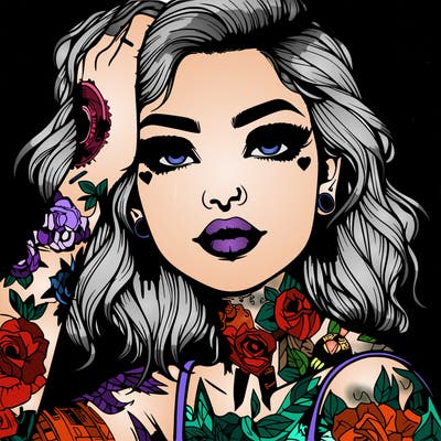 realistic girl with tattoos all over