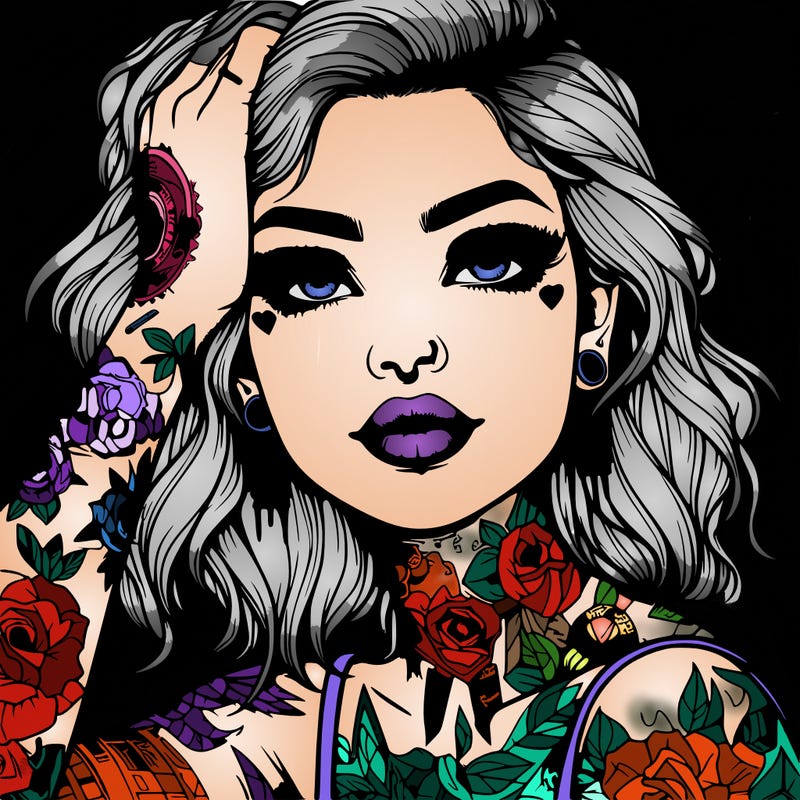 realistic girl with tattoos all over