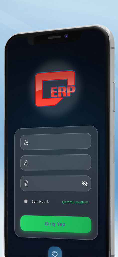 New Erp Mobil - Tela de login do aplicativo de rastreamento financeiro New Erp Mobil com campos de entrada e um botão de login