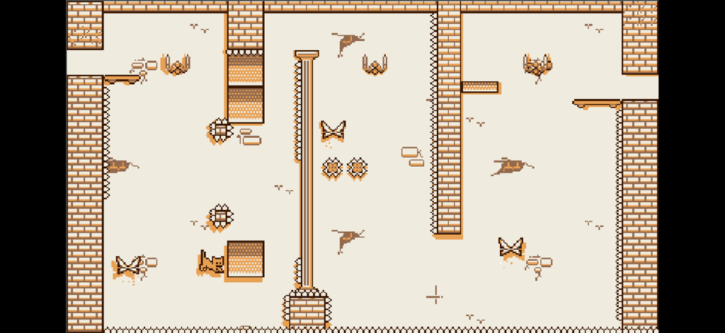 Calico: How cats are made - Small cat in an orange monochrome pixel art platformer level