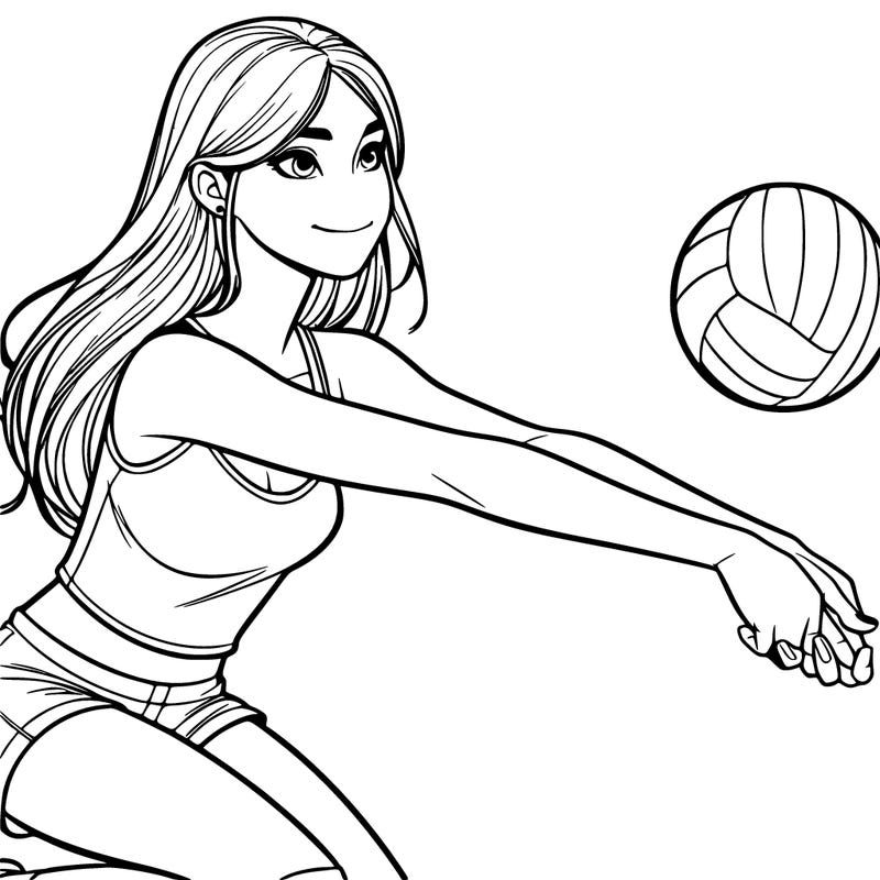 realistic teenage girl playing volleyball
