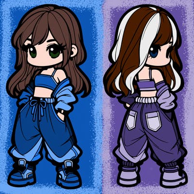 girl in crop top and baggy pants