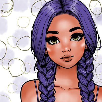 realistic girl with braids