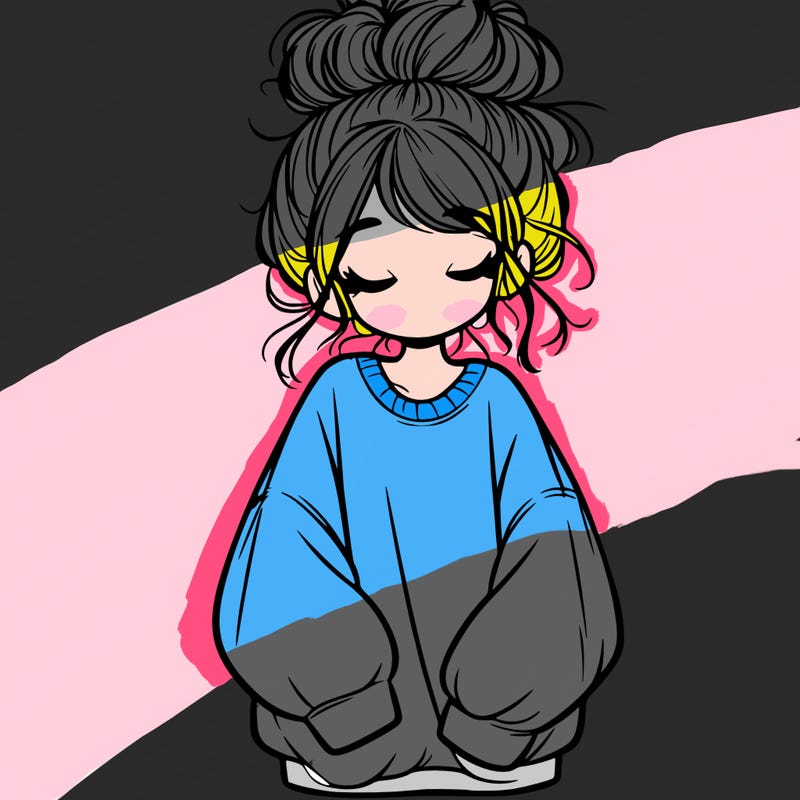 girl with baggy sweatshirt and messy bun